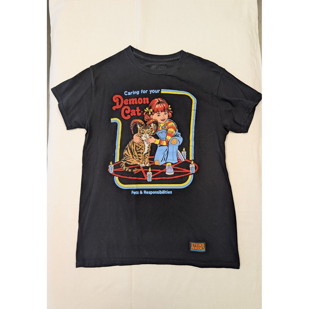 Steven Rhodes‎ Demon Cat Graphic T-Shirt Adult Small